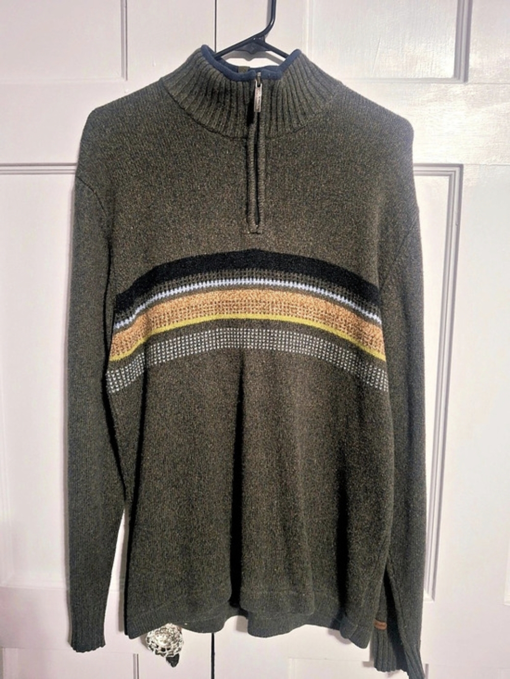 Columbia Men's Striped Quarter-Zip Sweater Size Medium